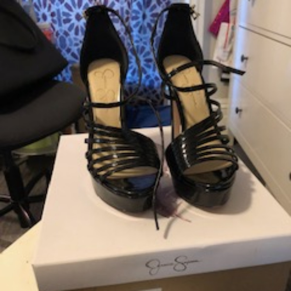 Jessica Simpson JS BRAVANI black sandals/heels 7 M